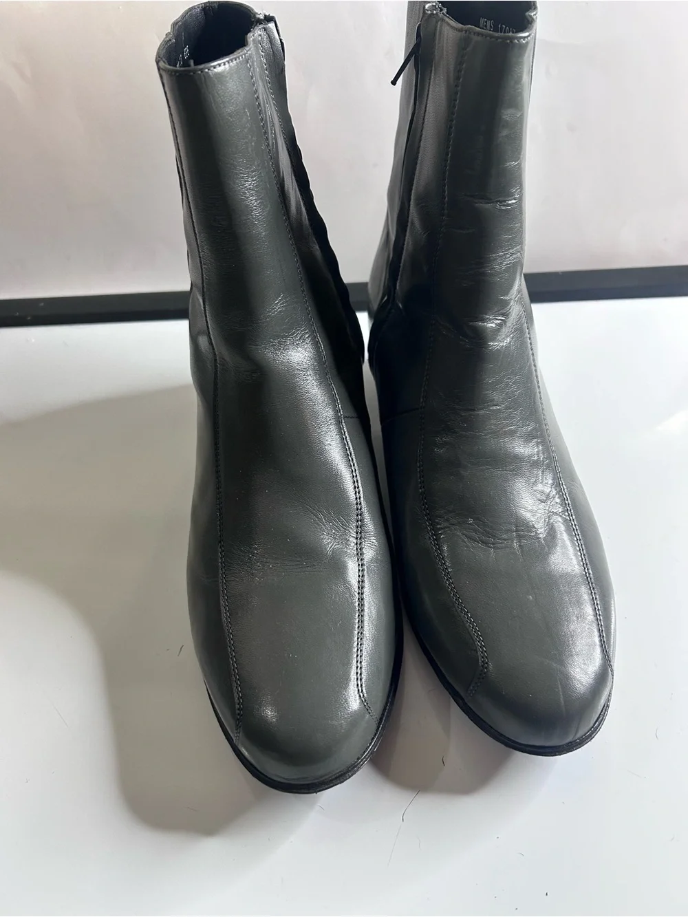 Florsheim DUKE 17087-02 Mens Sz 13 EEE Gray Leather Bike Toe Zipper Dress Boots